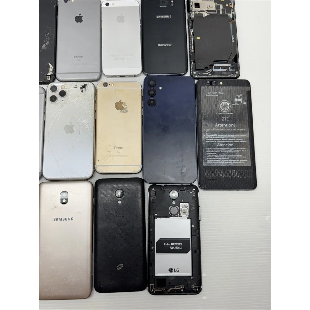 Large Lot 16 Smartphones Apple Samsung Phones LG AS IS For Parts Repair or Gold